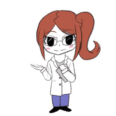 書類を持った白衣の女性の全身