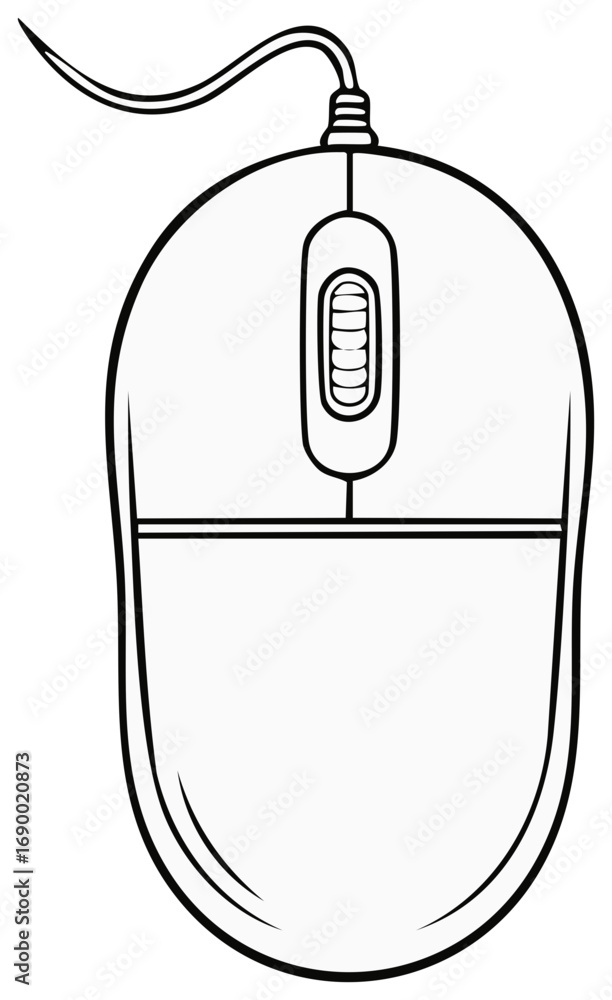 Poster wired computer mouse minimalist icon in simple black outline vector illustration for digital technol