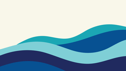 Abstract Background with Wavy Lines in Shades of Blue and Cream Palette