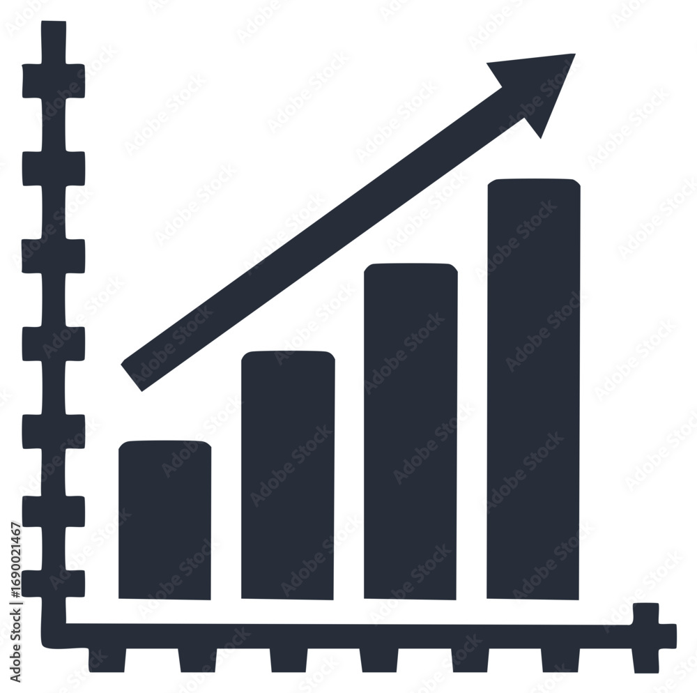 Aufkleber abstract ascending bar graph with upward arrow representing financial growth and progress