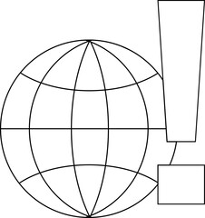 globe icon and exclamation mark icon with white background