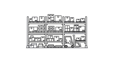 Warehouse Storage Facility with Forklift.