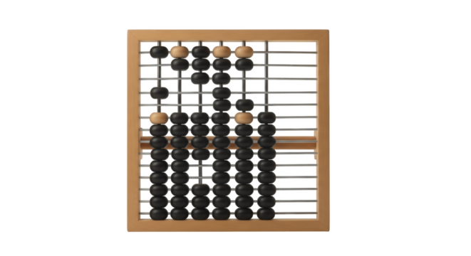 Ancient Abacus: A classic wooden abacus, an ancient tool for mathematical calculations, sits in sharp focus, offering a glimpse into the history of computation and education.