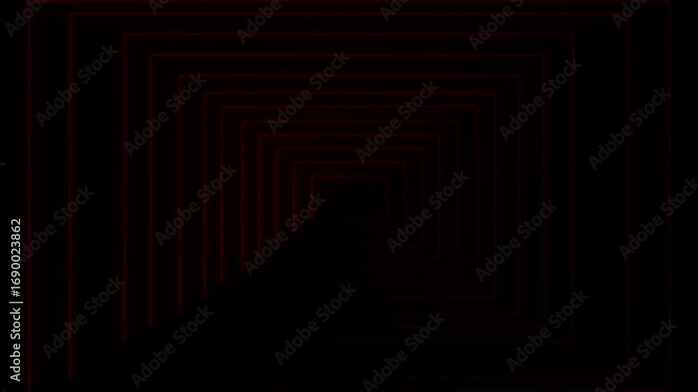 Poster abstract dark red square tunnel with subtle glow on black background bright channel