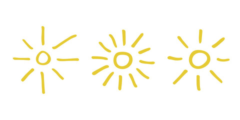 Set of simple hand drawn abstract sun symbol Summer doodle Single element for print, web, design, decor