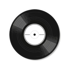 Black Vinyl Record with White Label and Horizontal Lines