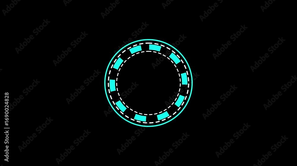 Poster circular futuristic emblem with segmented border on black background circle technology