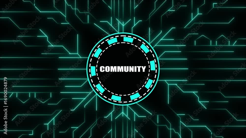 Aufkleber community concept with abstract digital circuit board background connection network