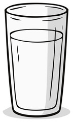 Illustration of a simple cartoon glass half filled with transparent liquid beverage water