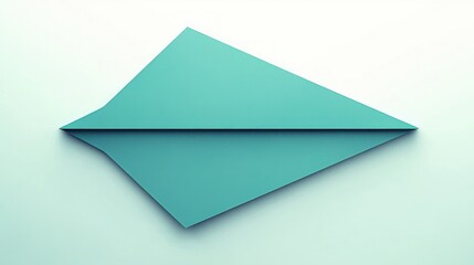 Minimalist image of a teal-colored paper airplane against a soft white background conveying simplicity and calmness