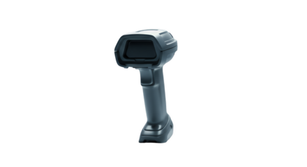 Technological Scrutiny: A close-up shot captures a handheld barcode scanner, rendered in a clean and minimalist style