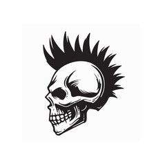 Cute Skull with Mohawk Hairstyle Logo Vector Illustration Design