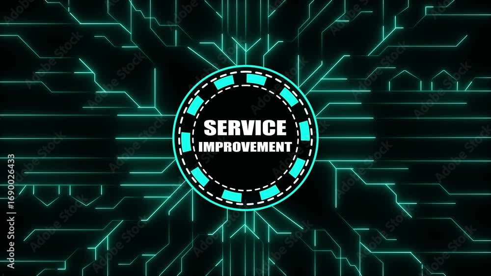 Aufkleber futuristic circuit board background with service improvement text in a circular emblem technology di