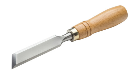 Chisel: A close-up shot highlights a sleek and sharp chisel, showcasing its wooden handle, expertly designed for precision woodworking.