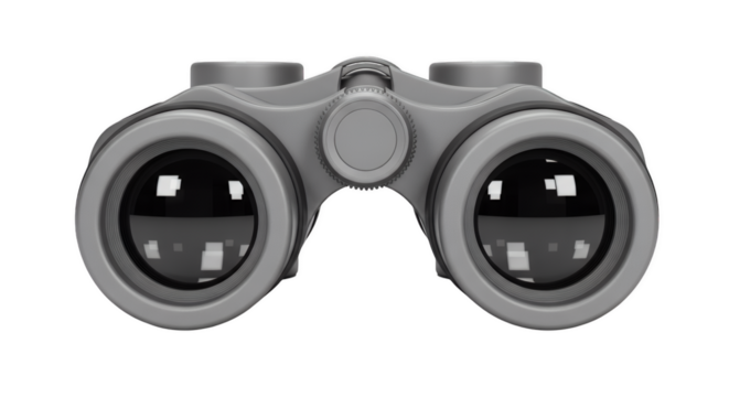 Binoculars for Exploration: A detailed close-up captures a set of binoculars in perfect focus. Emphasizing their ability to bring distant details into sharp view.