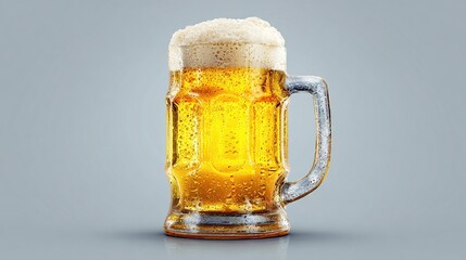 Frothy Beer in a Glass Mug