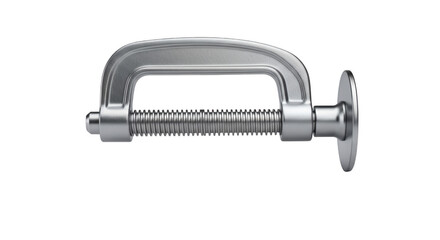 Clamp Tool: A close-up shot of a classic metal C-clamp, showcasing its robust design and utilitarian function, a symbol of strength and precision in carpentry.