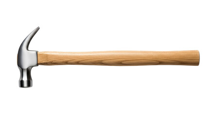 Craftsman's Hammer: A close-up shot of a brand new hammer, its pristine metal head gleaming against the detailed wood handle, a symbol of skillful craftsmanship and construction.