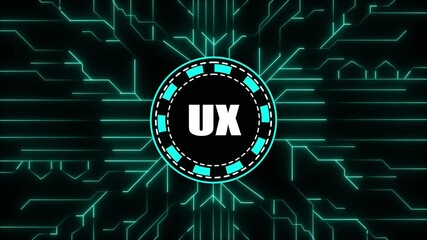 Glowing Circuit Board with UX Text in a Circular Emblem user experience technology - Powered by Adobe
