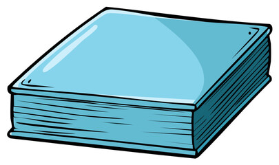 Light blue closed book with simple artistic sketch style and thick pages