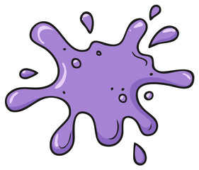 Cartoon splash of purple paint with drops