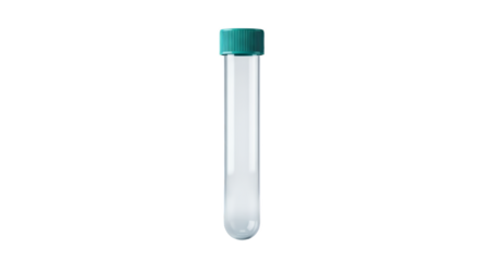 Laboratory Glass Tube: A clear glass test tube, capped with a vibrant teal stopper, stands poised against an unobtrusive, clean backdrop.