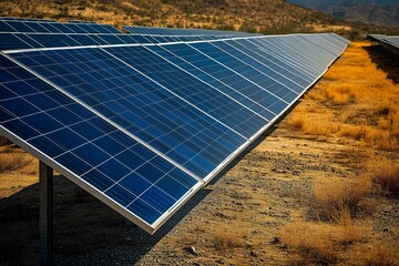 Solar Panels in Desert Landscape