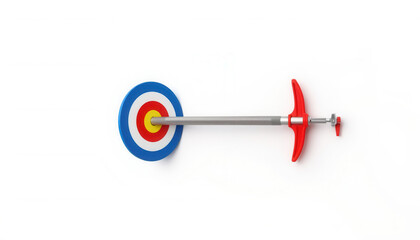 Colorful dart board with red and blue design on white background  