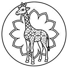 Giraffe Mandala Line Art Vector Icon