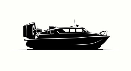 Sleek Black Silhouette of a Modern Hovercraft Vehicle.