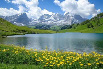 Lake Surrounded by Mountainous Landscape