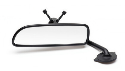 Rearview mirror with black casing and adjustable mounting bracket  