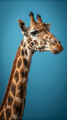 Obraz premium Giraffe head and neck on blue animal mammal