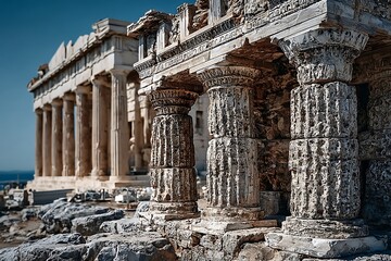Ruins of Parthenon captured in sharp detail high resolution picture