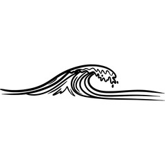 Ocean Waves Line Art – Sunset Beach Sketch Illustration