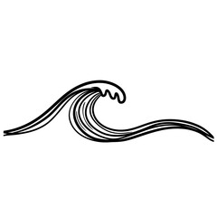 Ocean Waves Line Art – Sunset Beach Sketch Illustration