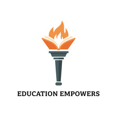 Book torch education empowers, logo design illustration
