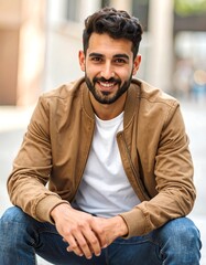 Obraz premium Man smiling, casual street style
