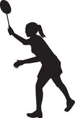 Badminton Player Silhouette in Smash Pose with Racket