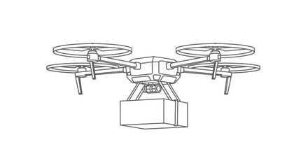 Quadcopter Drone with Attached Delivery Package.