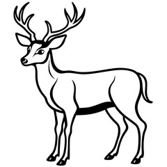 Graceful Deer Silhouette Elegant Wildlife Line Art Vector Design