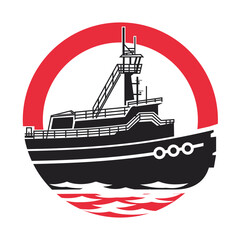 Obraz premium Modern Tug Boat Logo for Marine and Shipping Business