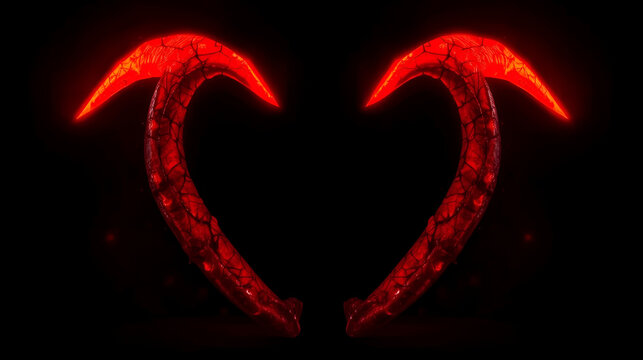 Glowing Red Demon Horns With Cracked Texture devil horns