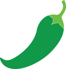 Fresh green chili pepper icon symbol for spicy food and mexican cuisine transparent background