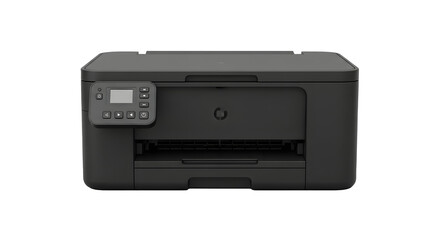 Obraz premium Black desktop printer multifunction office device paper printing equipment technology