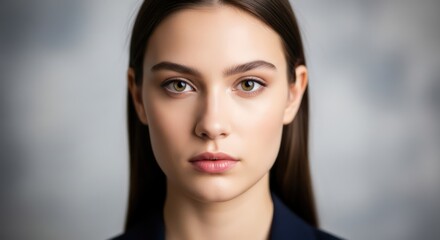 Close-up Portrait of a Woman with Natural Beauty and Subtle Makeup