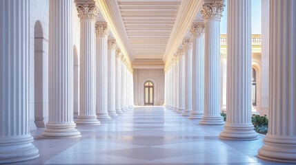 Obraz premium A long row of columns