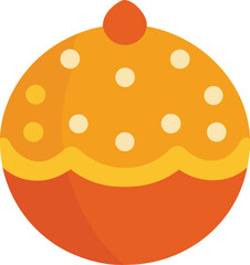 Round orange laddu sweet food icon with white dots and festive top transparent background