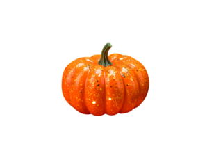 orange pumpkin with glitter, Halloween decorations isolated on transparent background, png