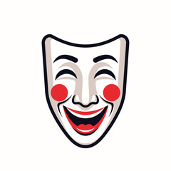 Smiling Comedy Mask with Red Cheeks and Mouth